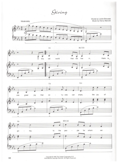 Picture of Giving, from "Santa Claus-The Movie", Leslie Bricusse & Henry Mancini, sheet music