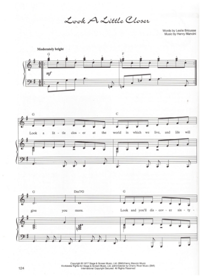 Picture of Look a Little Closer, from "The Last of the Really Great Whangdoodles", Leslie Bricusse & Henry Mancini, sheet music