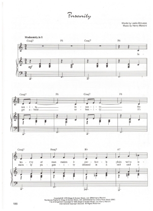 Picture of Insanity, from "Major Barbara", Leslie Bricusse & Henry Mancini, sheet music
