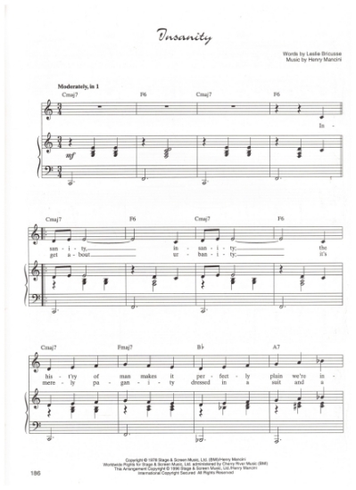 Picture of Insanity, from "Major Barbara", Leslie Bricusse & Henry Mancini, sheet music