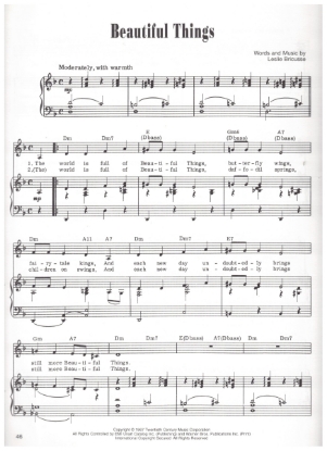 Picture of Beautiful Things, from "Doctor Dolittle", Leslie Bricusse & Anthony Newley, pdf copy 