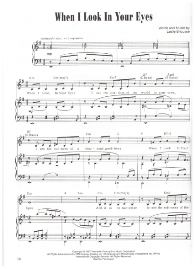 Picture of When I Look In Your Eyes, from movie "Doctor Dolittle", Leslie Bricusse & Anthony Newley, sheet music