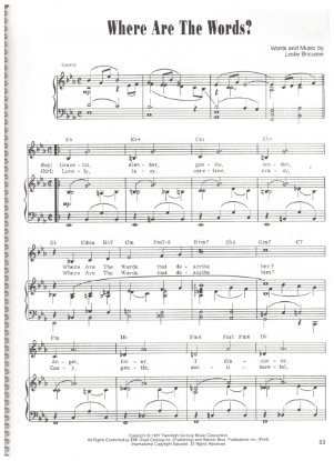 Picture of Where Are The Words, from "Doctor Dolittle", Leslie Bricusse & Anthony Newley, pdf copy 