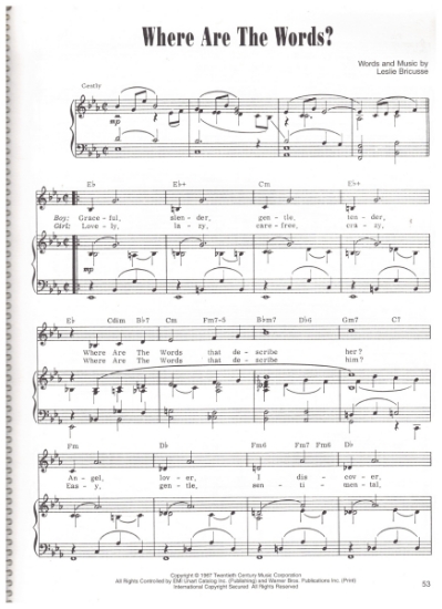 Picture of Where Are The Words, from "Doctor Dolittle", Leslie Bricusse & Anthony Newley, pdf copy 