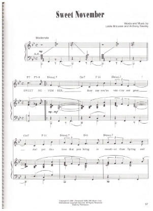 Picture of Sweet November, movie title song, Leslie Bricusse & Anthony Newley, sheet music