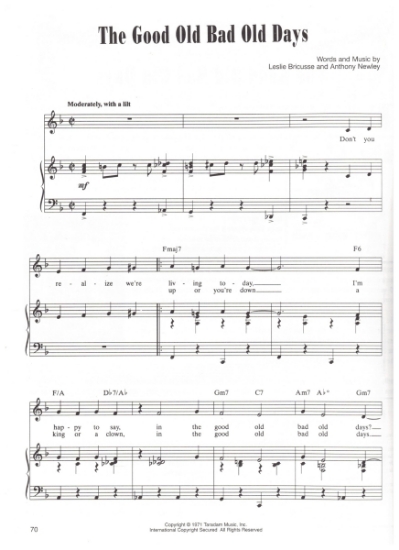 Picture of The Good Old Bad Old Days, M.C. title song, Leslie Bricusse & Anthony Newley, pdf copy 