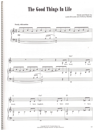 Picture of The Good Things in Life, from M. C. "The Good Old Bad Old Days", Leslie Bricusse & Anthony Newley, sheet music