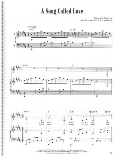 Picture of A Song Called Love, from movie "Peter Pan", Leslie Bricusse & Anthony Newley, sheet music