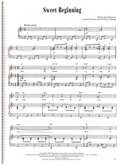 Picture of Sweet Beginning, from M. C. "The Travelling Music Show", Leslie Bricusse & Anthony Newley, sheet music