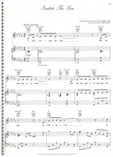 Picture of Imitate the Sun, from musical "J.F.K." Leslie Bricusse & Allan Jay Friedman, sheet music