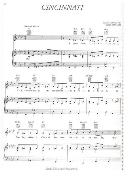 Picture of Cincinnati, from movie "Babes in Toyland", words & music Leslie Bricusse, pdf copy