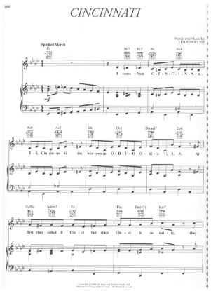 Picture of Cincinnati, from movie "Babes in Toyland", words & music Leslie Bricusse, sheet music
