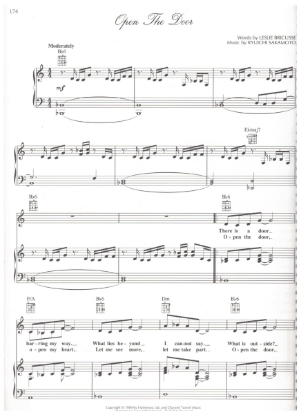 Picture of Open the Door, from movie "The Last Emperor", words by Leslie Bricusse & music by Ryuichi Sakamoto, sheet music