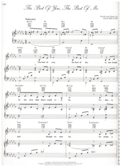 Picture of The Best of You The Best of Me, from M.C. "Sherlock Holmes", words & music by Leslie Bricusse, sheet music