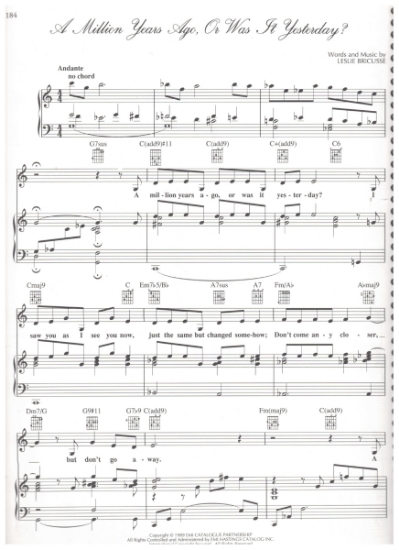 Picture of A Million Years Ago Or Was It Yesterday, from M.C. "Sherlock Holmes", words & music by Leslie Bricusse, sheet music