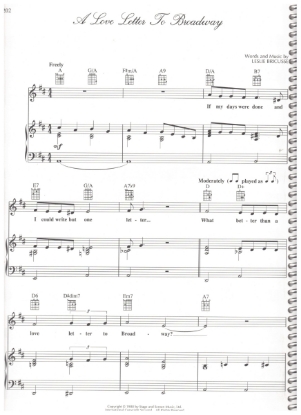 Picture of A Love Letter To Broadway, from M.C. "Three-Star Gypsy", words & music by Leslie Bricusse, pdf copy 