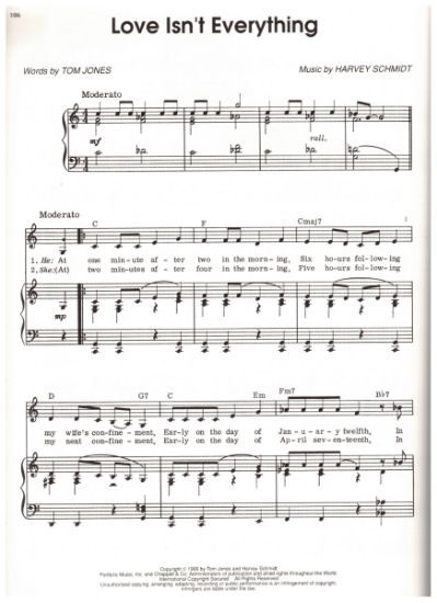 Picture of Love Isn't Everything, from M.C. "I Do I Do", Tom Jones & Harvey Schmidt, sheet music