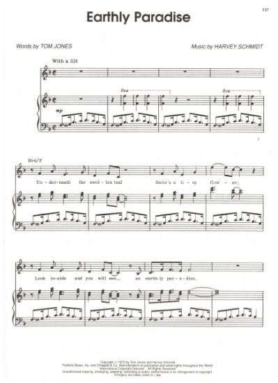 Picture of Earthly Paradise, from M.C. "Coletta", Tom Jones & Harvey Schmidt, sheet music