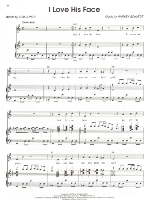 Picture of I Love His Face, from M.C. "Philemon", Tom Jones & Harvey Schmidt, sheet music