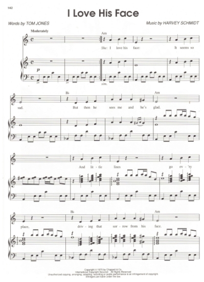 Picture of I Love His Face, from M.C. "Philemon", Tom Jones & Harvey Schmidt, sheet music