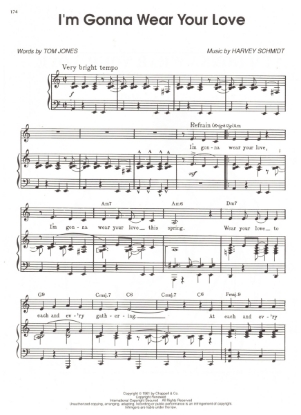 Picture of I'm Gonna Wear Your Love, from PBS special "New York Scrapbook", Tom Jones & Harvey Schmidt, sheet music
