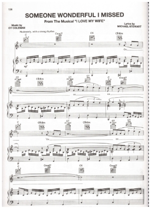 Picture of Someone Wonderful I Missed, from M.C. "I Love My Wife", Michael Stewart & Cy Coleman, sheet music