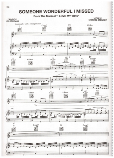 Picture of Someone Wonderful I Missed, from M.C. "I Love My Wife", Michael Stewart & Cy Coleman, sheet music
