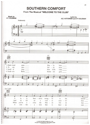 Picture of Southern Comfort, from M.C. "Welcome to the Club", A.E. Hotchner & Cy Coleman, sheet music