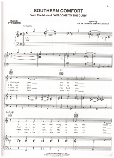 Picture of Southern Comfort, from M.C. "Welcome to the Club", A.E. Hotchner & Cy Coleman, sheet music