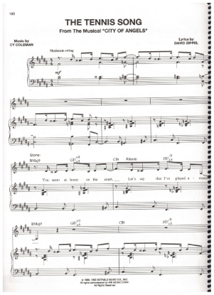 Picture of The Tennis Song, from M.C. "City of Angels", David Zippel & Cy Coleman, sheet music