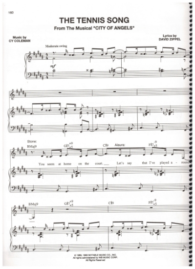 Picture of The Tennis Song, from M.C. "City of Angels", David Zippel & Cy Coleman, sheet music