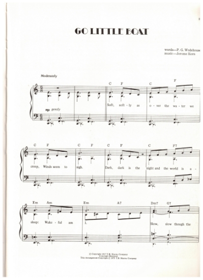 Picture of Go Little Boat, from musical "Miss 1917", words by P.G. Woodhouse & music by Jerome Kern, pdf copy 