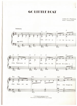 Picture of Go Little Boat, from musical "Miss 1917", words by P.G. Woodhouse & music by Jerome Kern, sheet music