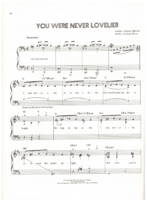 Picture of You Were Never Lovelier, M.C. title song, words by Johnny Mercer & music by Jerome Kern, sheet music