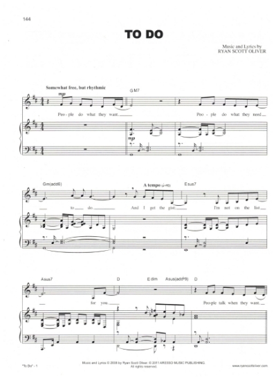 Picture of To Do, Ryan Scott Oliver, sheet music