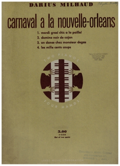 Picture of Carnaval a la nouvelle-orleans (New Orleans Carnaval), Darius Milhaud,  2 pianos - 4 hands