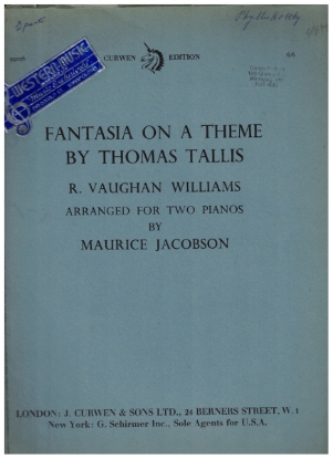 Picture of Fantasia on a Theme By Thomas Tallis, R. Vaughan Williams, arr. for  2 pianos - 4 hands by Maurice Jacobson