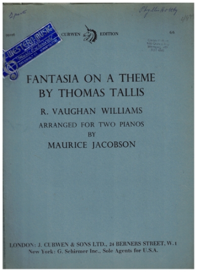 Picture of Fantasia on a Theme By Thomas Tallis, R. Vaughan Williams, arr. for  2 pianos - 4 hands by Maurice Jacobson