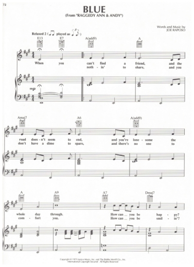 Picture of Blue, from "Raggedy Ann & Andy", Joe Raposo, sheet music