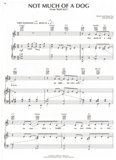 Picture of Not Much of a Dog, from "Rascals", Joe Raposo, sheet music