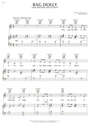 Picture of Rag Dolly, from "Raggedy Ann & Andy", Joe Raposo, sheet music