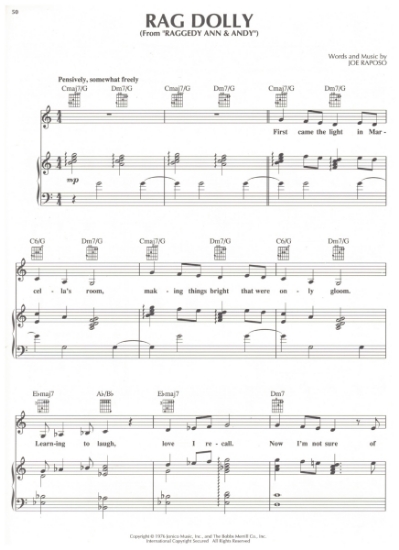 Picture of Rag Dolly, from "Raggedy Ann & Andy", Joe Raposo, sheet music