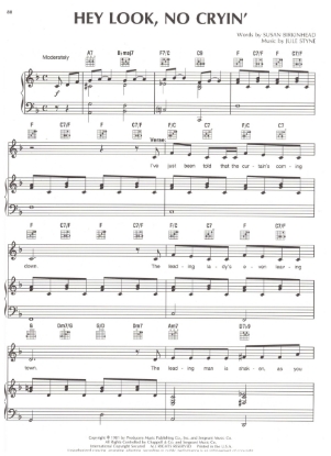 Picture of Hey Look No Cryin', from "Glad to See You", Susan Birkinhead & Jule Styne, sheet music