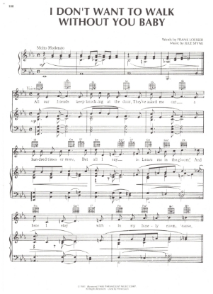 Picture of I Don't Want to Walk Without You Baby, from "Sweater Girl", Frank Loesser & Jule Styne, sheet music