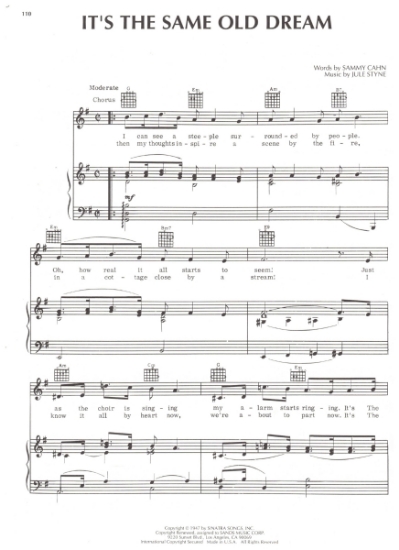 Picture of It's the Same Old Dream. from "It Happened in Brooklyn", Sammy Cahn & Jule Styne, sheet music