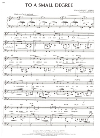 Picture of To A Small Degree, from "Prettybelle", Robert Merrill & Jule Styne, sheet music