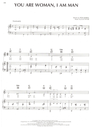 Picture of You Are Woman I Am Man, from "Funny Girl", Robert Merrill & Jule Styne, sheet music