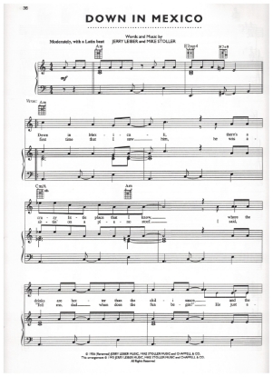 Picture of Down in Mexico, recorded by "The Coasters", Jerry Leiber & Mike Stoller, sheet music