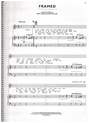 Picture of Framed, recorded by "The Coasters", Jerry Leiber & Mike Stoller, sheet music