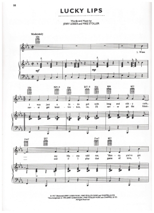 Picture of Lucky Lips, recorded by Ruth Brown; Gail Storm; Cliff Richard, Jerry Leiber & Mike Stoller, sheet music